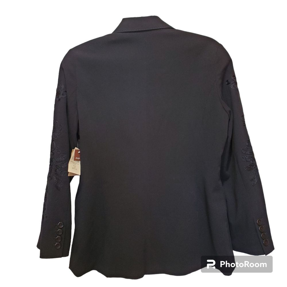 Coldwater Creek Black Soutache Boyfriend Jacket Embroidered Sleeves P12 - Picture 2 of 8